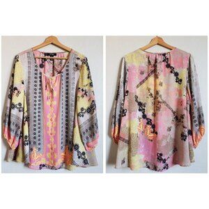 Style & Co Vintage Y2K Whimsigoth Butterfly Top Button Up Multi Size Women's 1X
